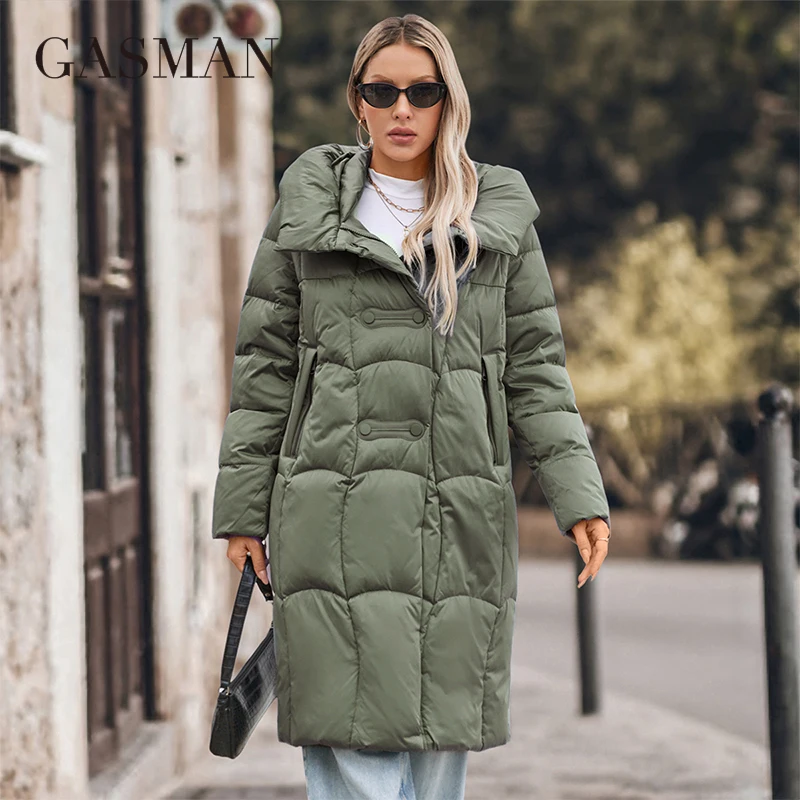 GASMAM Winter Down Jacket Women Warm Long Classic zipper Lacing Design Pocket Hooded Slim Parkas Female Coats 88599