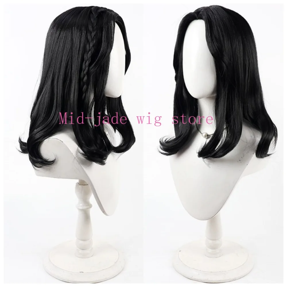 Lune Cosplay Wig Black Realistic Scalp Curly Hair for Halloween Game Expo and Character Photo Shoot