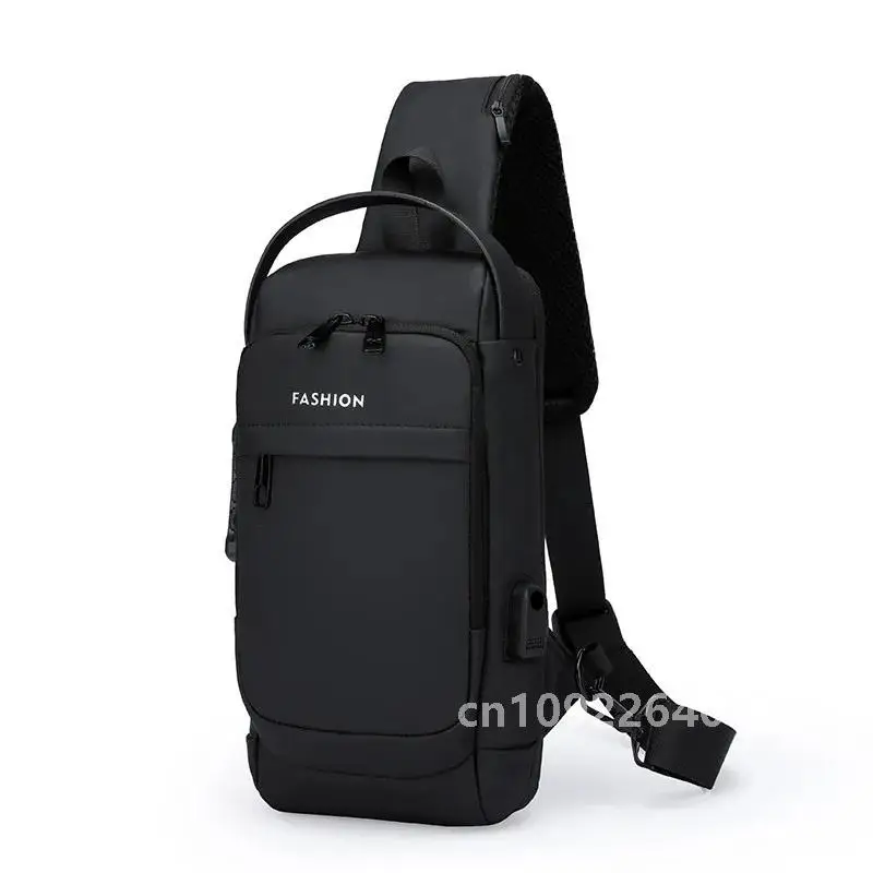 Men Anti Theft Chest Bag Shoulder Bags USB Charging Crossbody Trip Package Oxford Bags Men's Sling Short Messengers Pack School