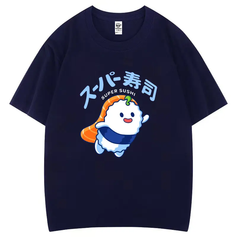Śliczne śpiące Sushi Cartoon graficzne koszulki Kawaii kobiety Hipster estetyka topy z nadrukami kreatywna popularna moda uliczna koszulka casual
