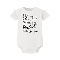 My Aunt Says I'm Perfect Letter Printed Infant Toddler Jumpsuit Summer Newborn Bodysuits Funny Auntie Baby Clothes Shower Gifts 6