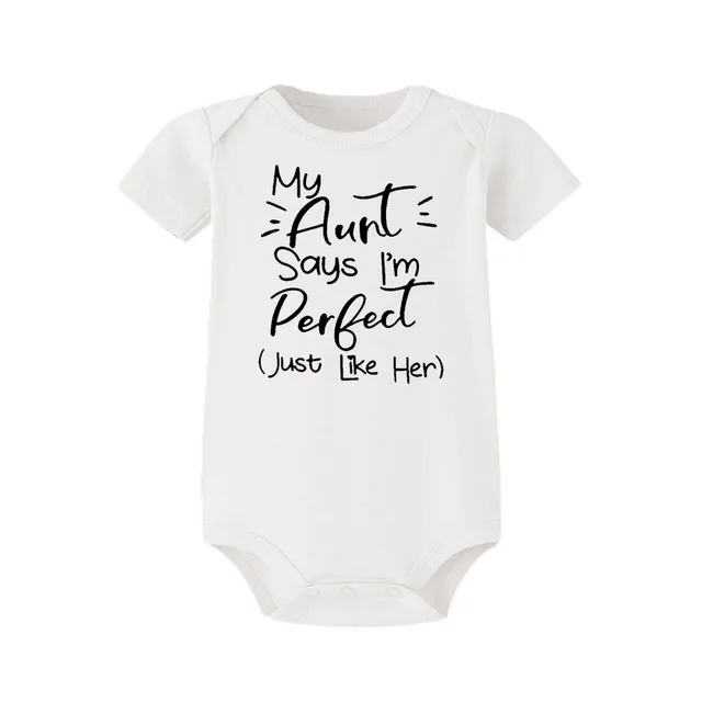 My Aunt Says I'm Perfect Letter Printed Infant Toddler Jumpsuit Summer Newborn Bodysuits Funny Auntie Baby Clothes Shower Gifts 6