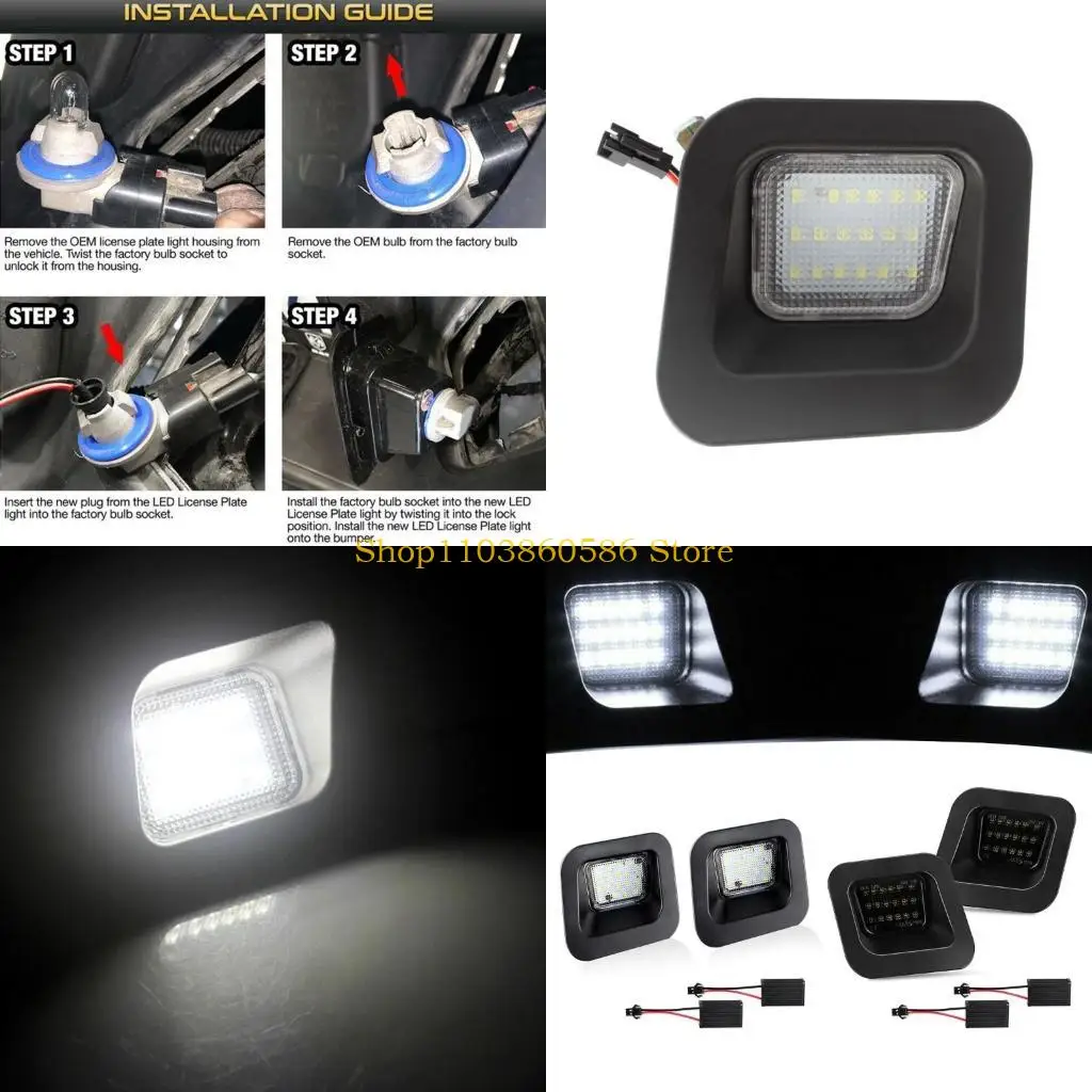 

242A 2pcs Car License Plate Light Bumper Lamps Suitable For Ram1500 2500 3500 Rear Bumper Tags Lamp Assy Kit Car Accessories