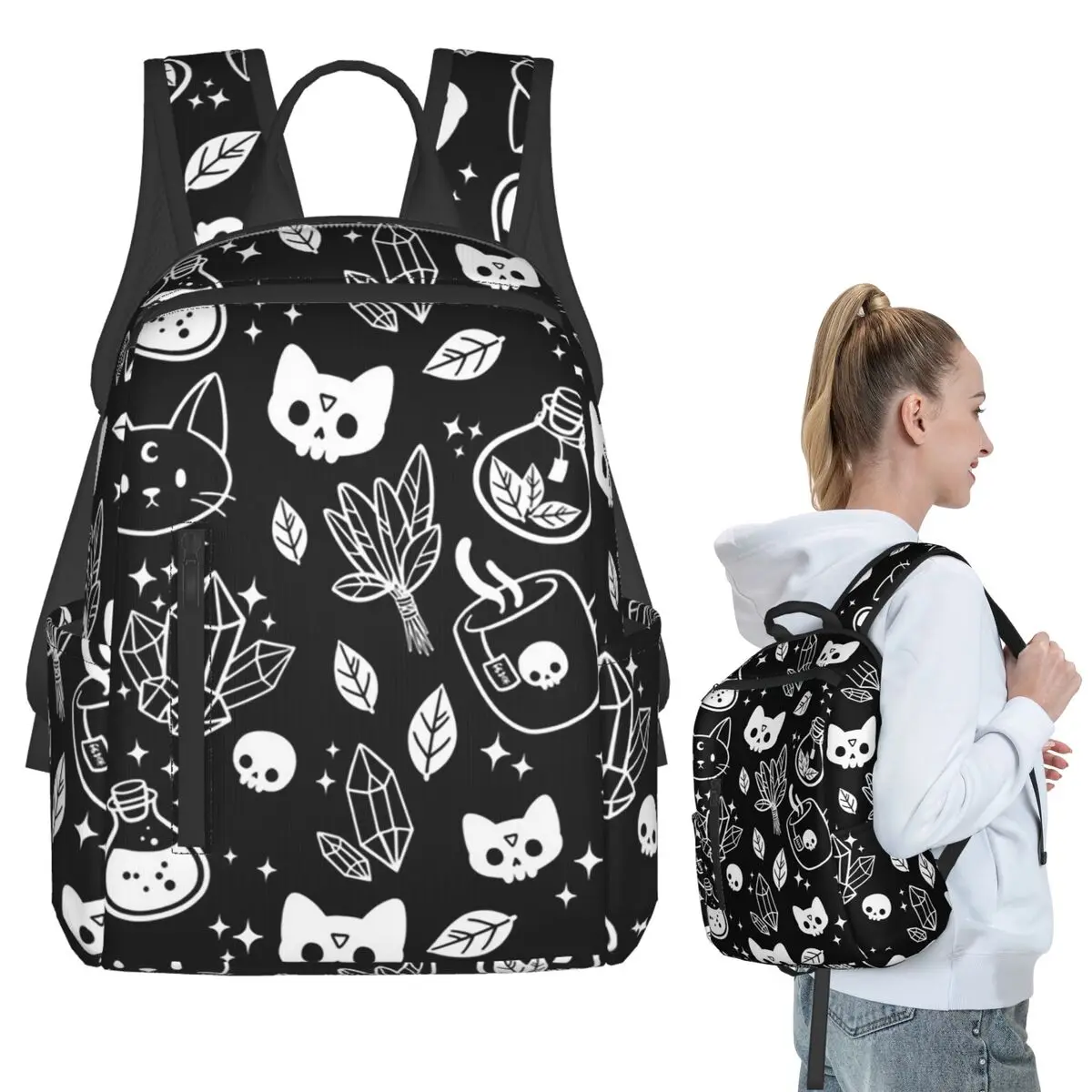 Witch Element Cat Snake Moon Backpack Student BookBag Children School Bag Computer Shoulder Bags Boys Girls