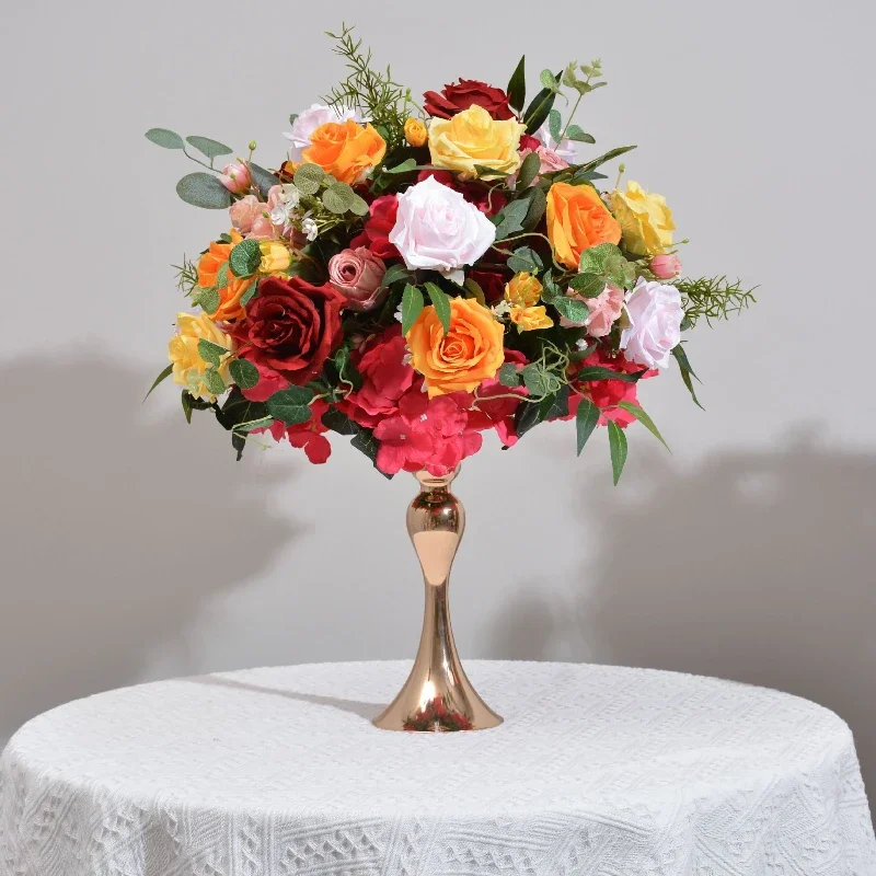 100X40CM Artificial Flower Rose Ball Wedding Venue Decoration Table Flower Wedding Arch Decoration Orange Table Flower