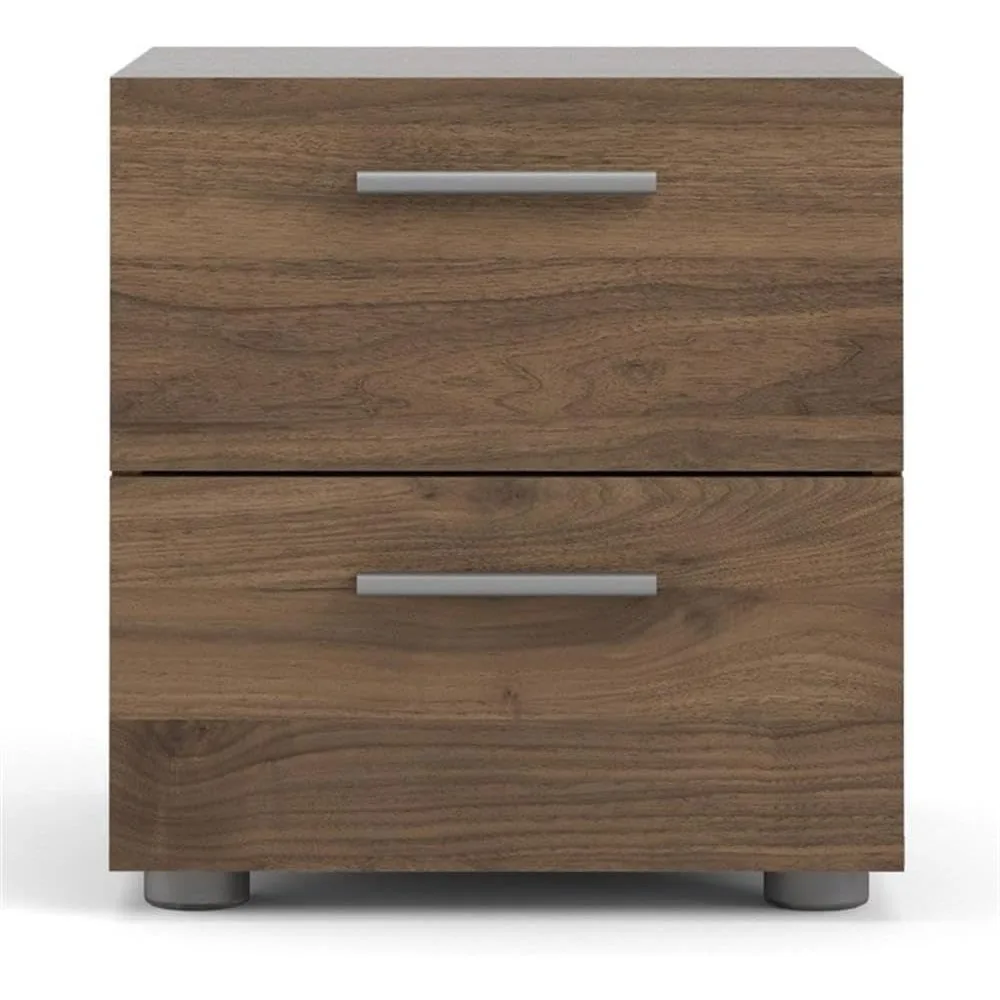 

Contemporary 2 Drawer Nightstand in Walnut Two drawers for storage