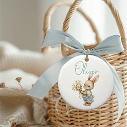 2025 1pcs Personalized Easter Basket Tag Easter Ornament for Children Bunny Name Tag Decoration for Kid Easter Basket Name Tag