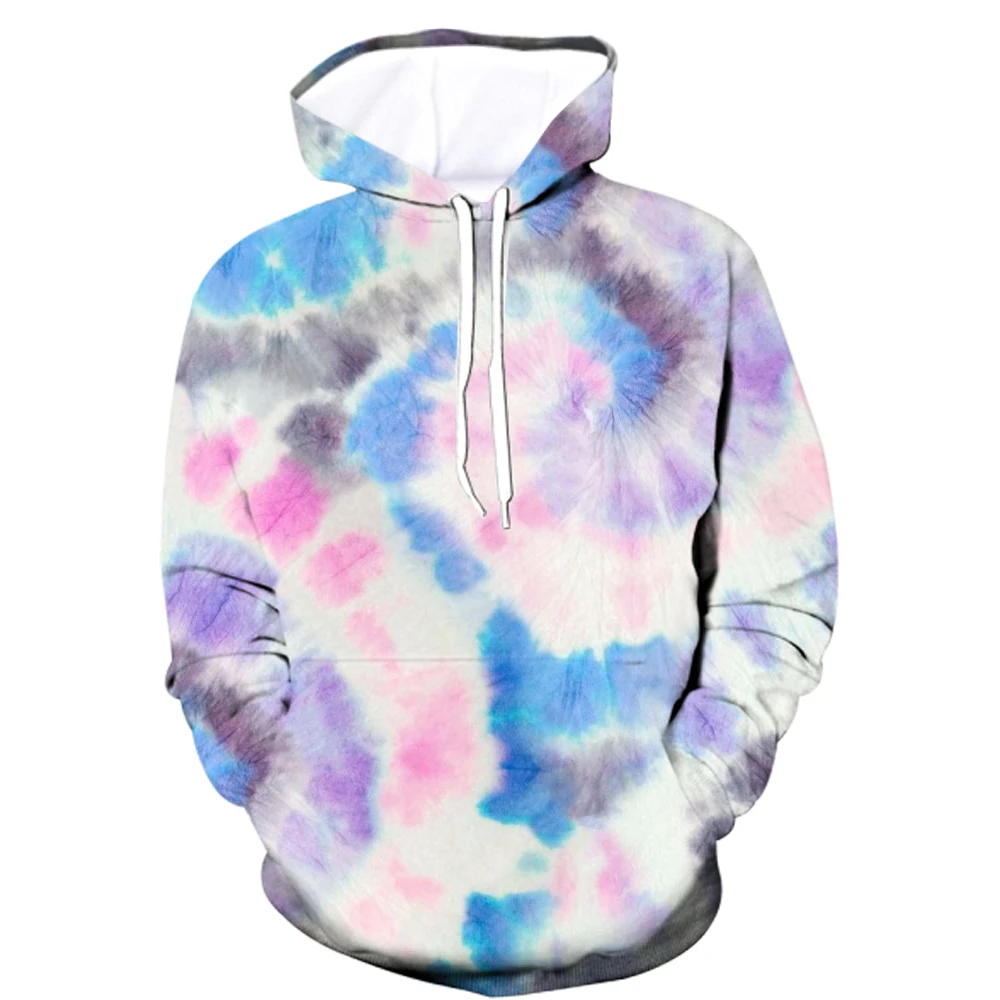 3D Colorful Tie-Dye Print Men's Women's Hoodies Creative Personality Design Long Sleeve Tops Fashion Simple Daily Casual Clothes