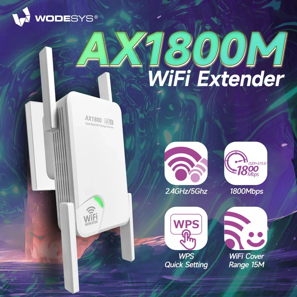 1800Mbps Wifi6 Wifi  Extender Dual Band 2.4G/5Ghz Wireless Upgrade Repeater Range AX1800 Wi-fi Booster Range Signal EU/US Plug