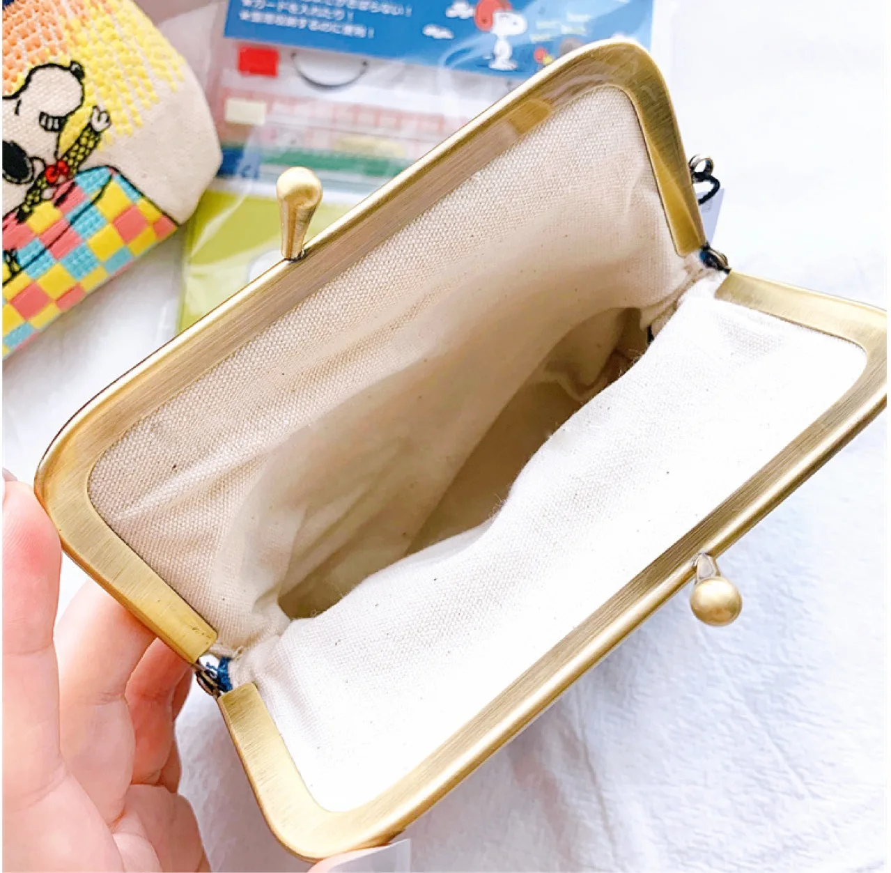 New Snoopy Storage Bag Mini Embroidered Cute Coin Purse Cosmetic Bag Clip Bag Girls Birthday Gift