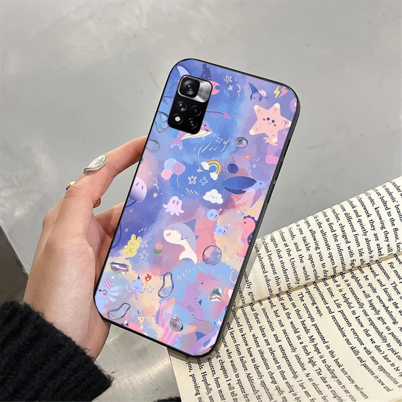 Capa de Telefone Jellyfish para Xiaomi Redmi Note, Criaturas do Mar, 13, 12 Pro, 11S, 11, 10 Pro, 10S, 12S, Redmi 13, 10, 13C