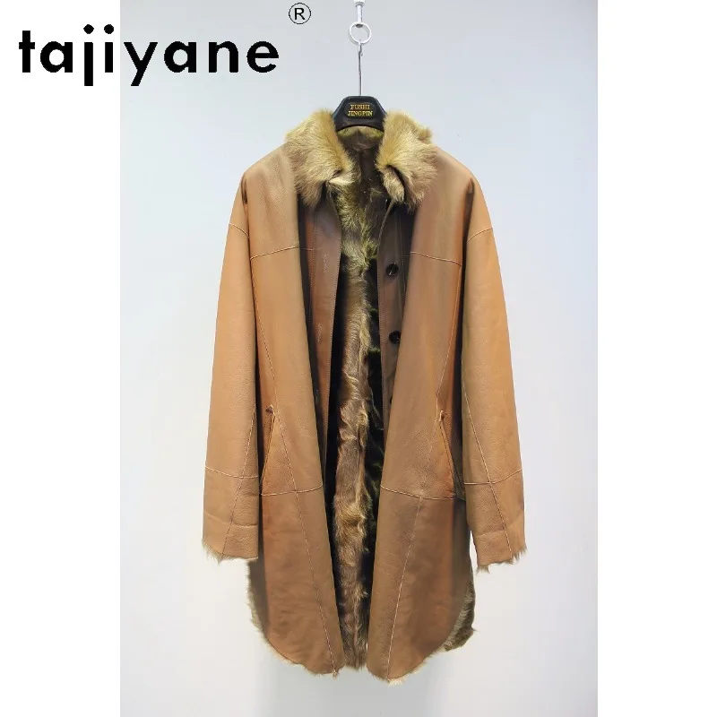 TAJIYANE Soft Huyang Lamb Shearling Real Fur Coat Women Lazy Oversized Outerwear Fur Jacket Shirt Style Overcoat Mid Length Шуба