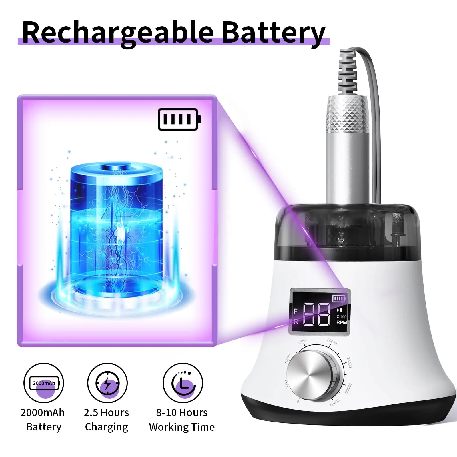 المحمولة القابلة لإعادة الشحن سطح المكتب إزالة وتلميع الأظافر الكل في واحد طلاء الأظافر مقبض قابل للتعديل مسمار الحفر عالية السرعة مسمار Pol #3