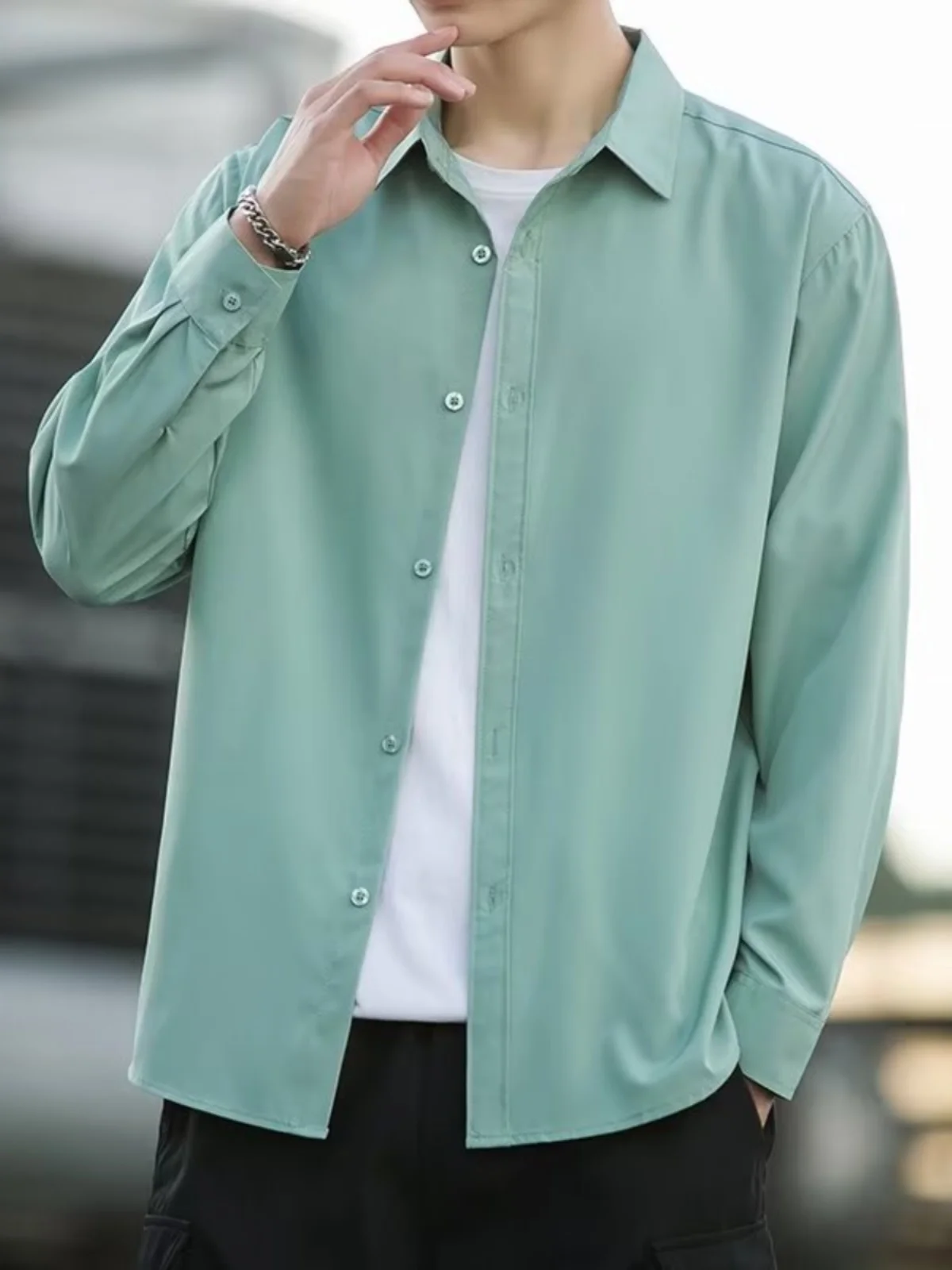 

Мужская рабочая одежда Ice Silk Long Sve irt, летняя тонкая свободная солнцезащитная куртка в стиле ретро для подростков, верхняя одежда, полиэфирное волокно, арп-ко...