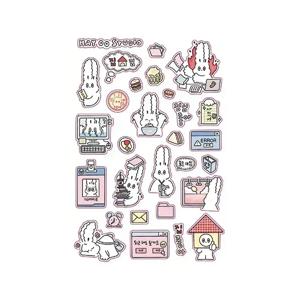 Korean Cute Graffiti Rabbit Goo Card Stickers Ins Creative Cartoon Book Diy Decorative Stickers