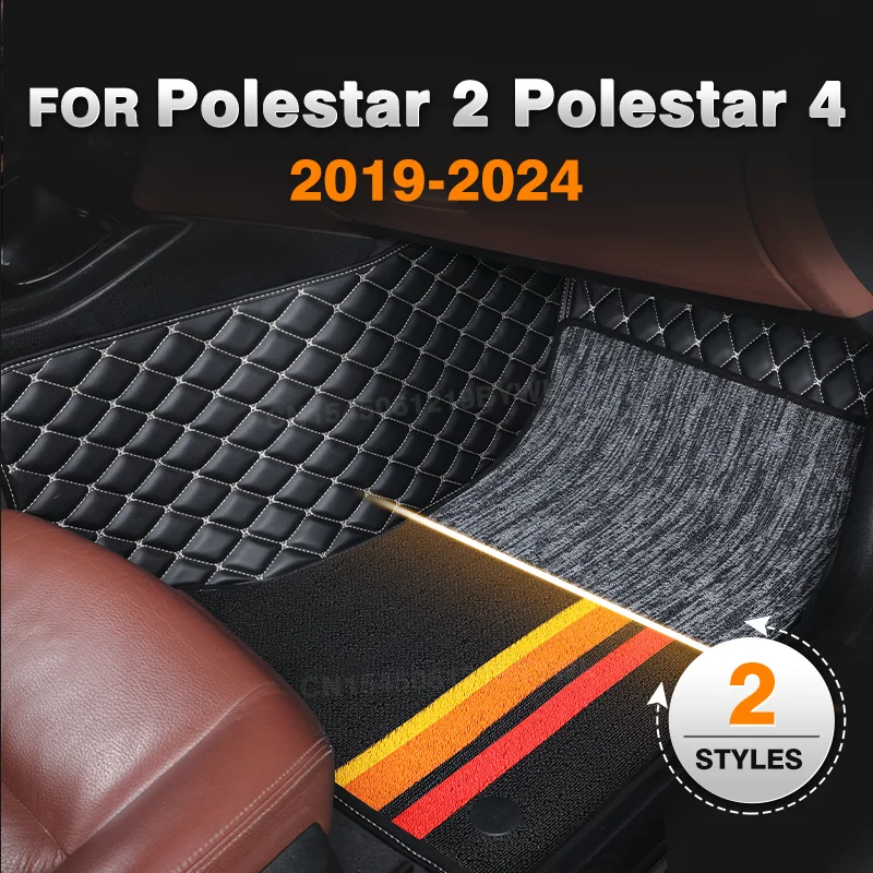 

For Polestar 2 2019-2024 Polestar 4 2023-2024 Double Layer Car Floor Mats Custom Auto Foot Pads Automobile Carpet Accessories