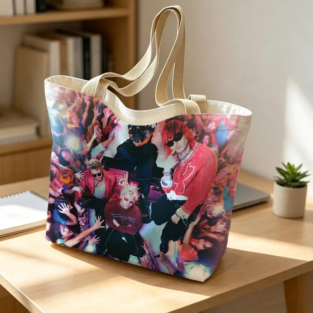 5sos S-SecondS of SummerS Print Canvas Tote Bag Handbag For Daily School Commute Casual Shoulder Bag
