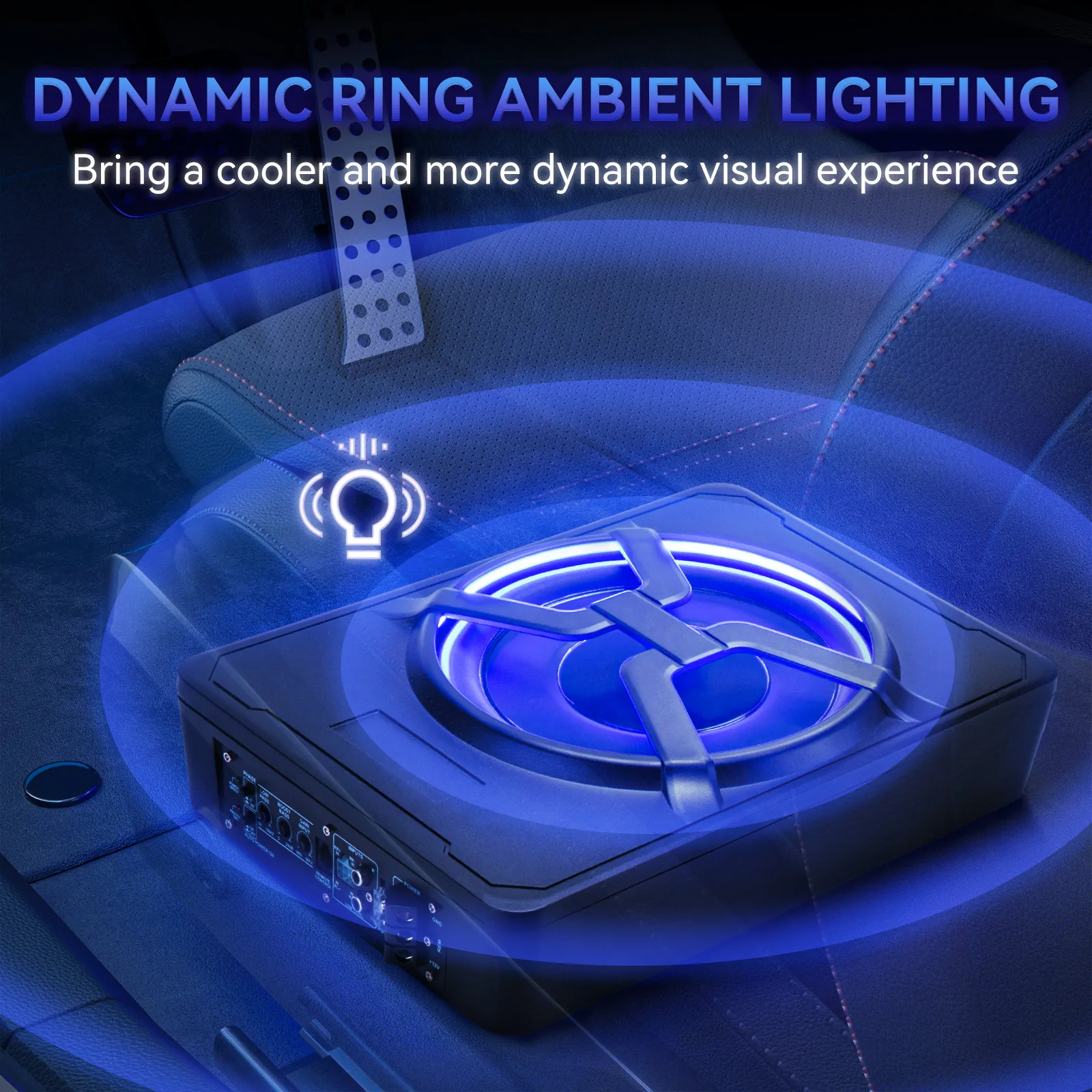 10 بوصة سليم مضخم صوت السيارة مكبر للصوت تحت المقعد عالية الطاقة 800 واط المدمج في مكبر للصوت مع الضوء الأزرق تثبيت مكبر صوت للسيارة #4