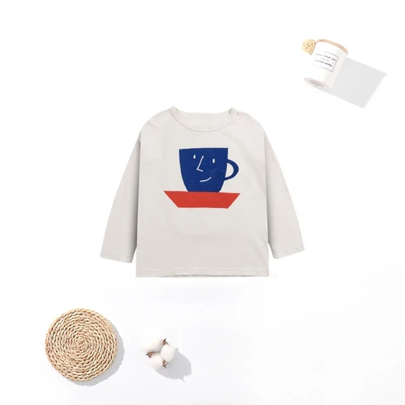 Korean Children's Autumn Winter Long Sleeve T-shirt Baby Cotton Cartoon Funny Tops Wear Tee for Girls & Boys