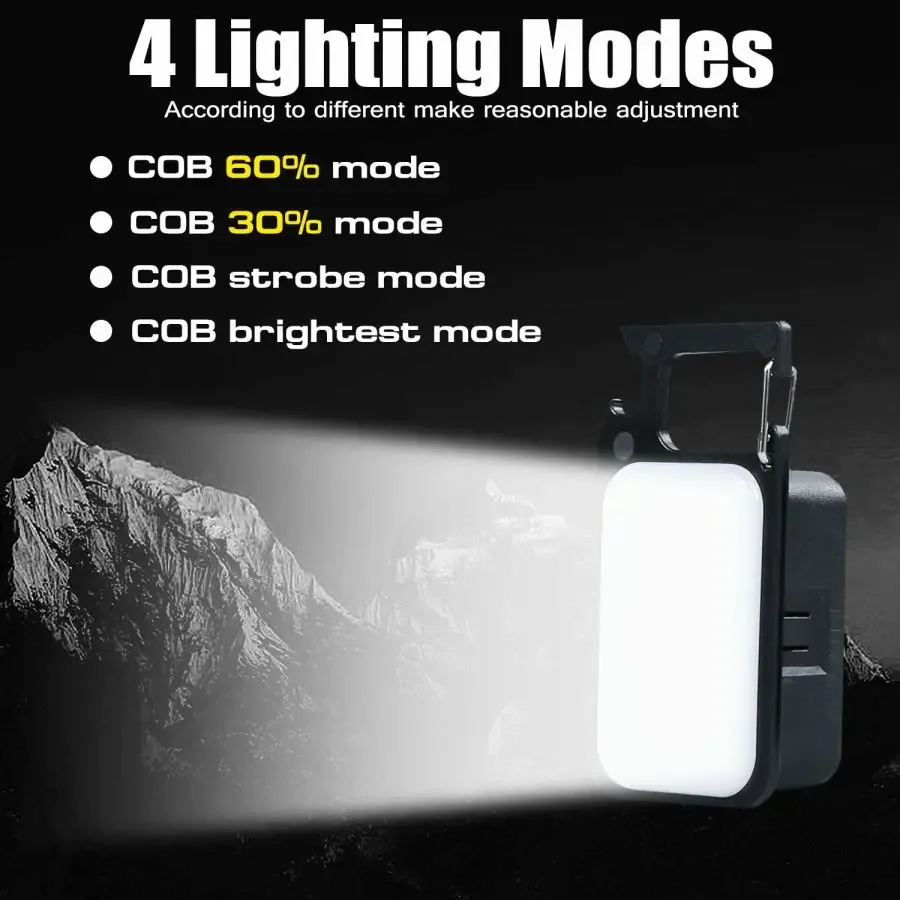 Rechargeable 4 Lighting Modes Portable Mini LED Keychain Light Small Pocket-sized Flashlight Camping Lights Emergency Torch