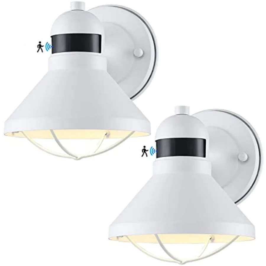 2 Pack Motion Sensor Outdoor LED Porch Light Dusk to Dawn Exterior Wall Sconce Outside Barn Lighting Fixtures Rustic Wall Mount