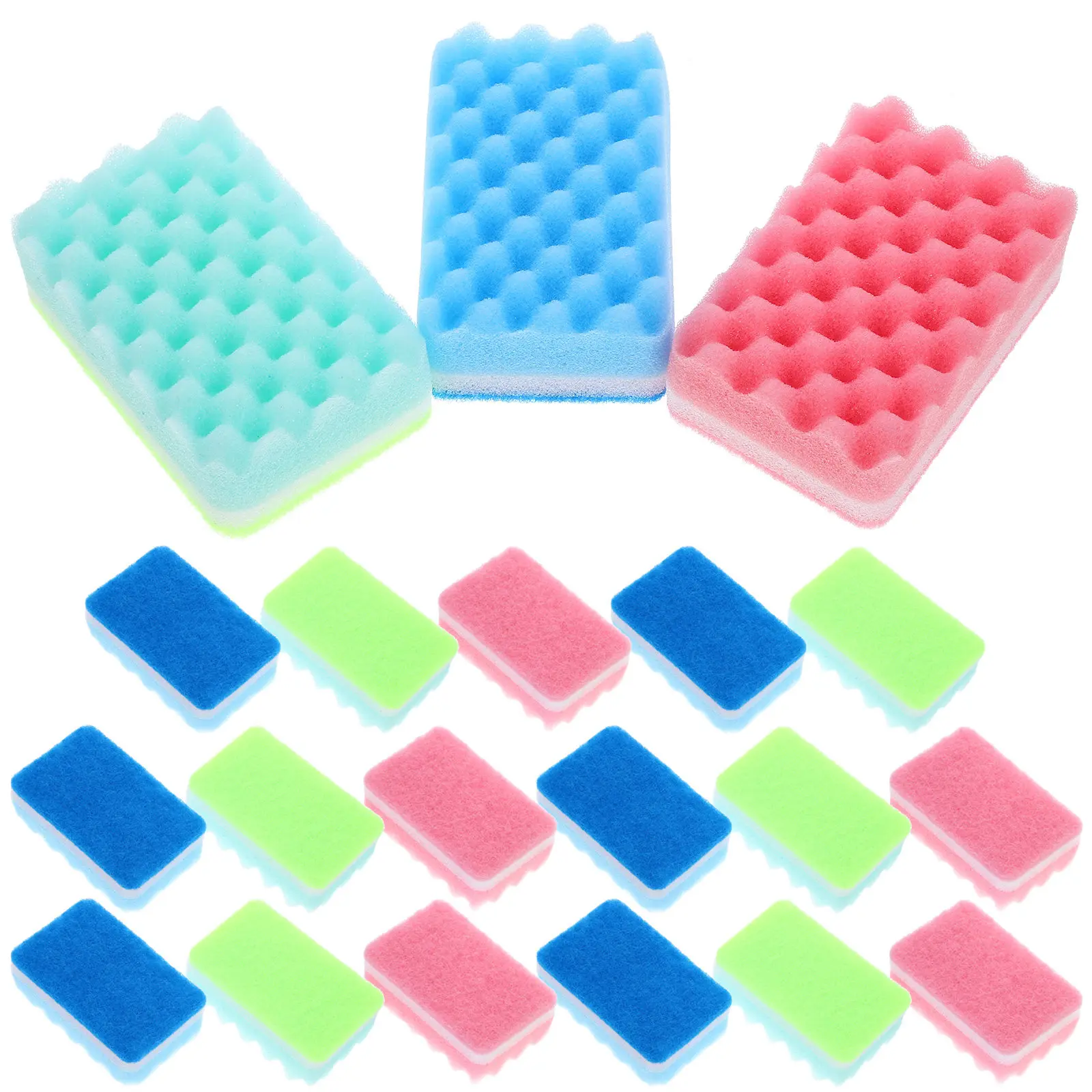

20Pcs Scrub Sponges Kitchen Cleaning Sponges Dish Sponge Set for Washing Dishes Pans Bowls Sinks Woks Easy Rinse No Food Residue