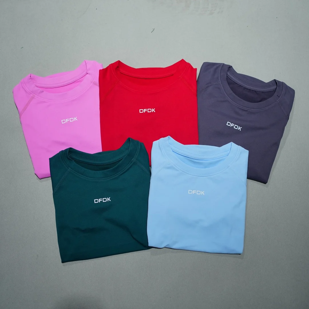 FDK New Arrival Women Elastic Sports Top Short Sleeve Round Neck Quick Dry Anti Sweat Soft Breathable Gym Yoga Athletic Blouse view 3