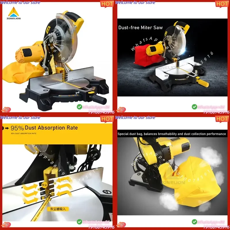 CE Certificate Accurate 255mm Woodworking Angle Cutting Machine 45 Degree Bevel Power Tool With Dust Extraction Compound
