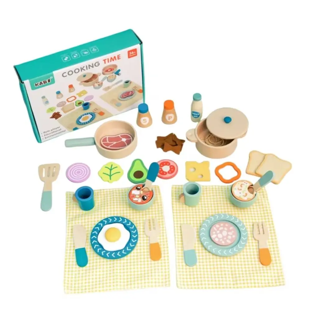 新しい木製キッズキッチンおもちゃ調理器具食品、シミュレーションキッチンおもちゃポット視覚感覚早期教育玩具