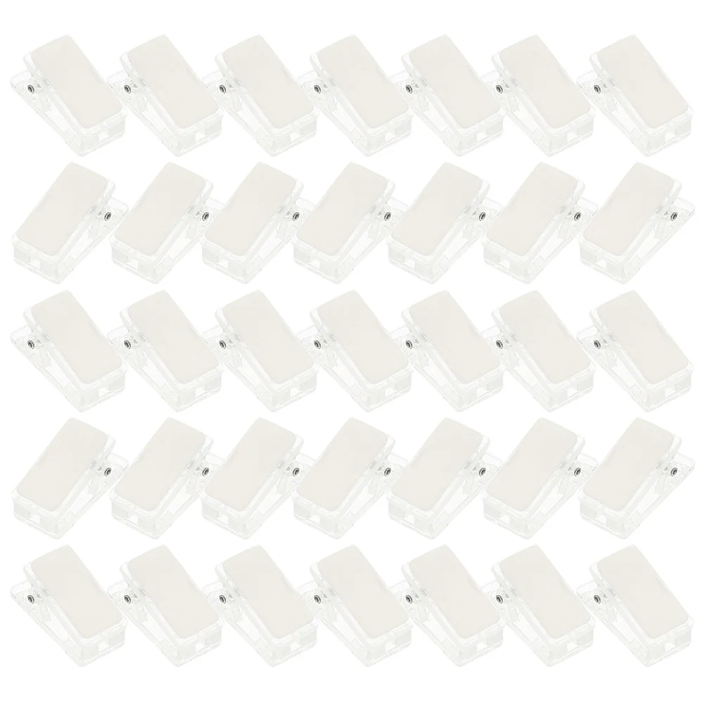 

35pcs ID Holder Clips Transparent Self Adhesive Plastic Badge Name Tag Card Clip for DIY Crafts Hanging Wall Display