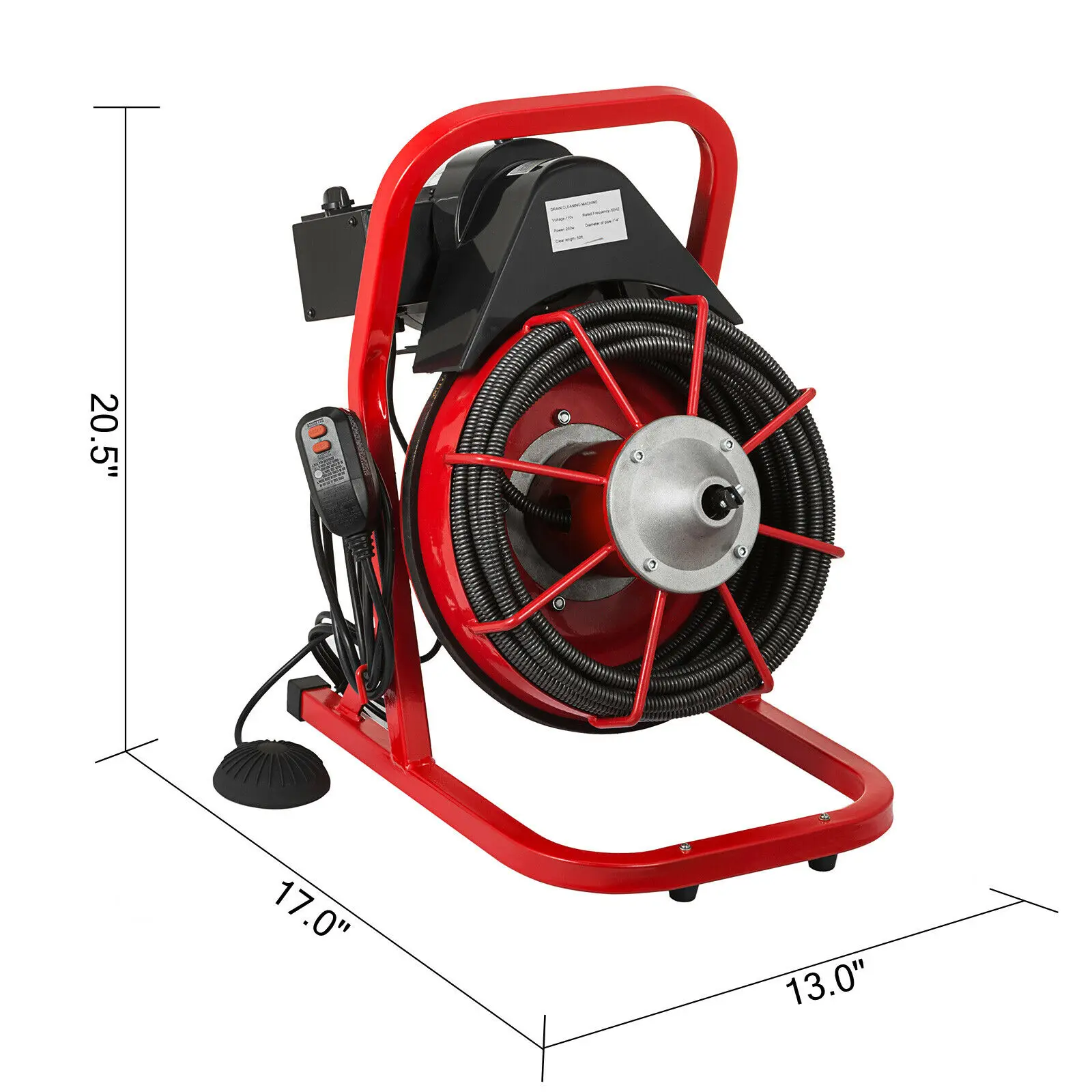 Commercial 100ft Electric Drain Auger Best High Pressure Pipe Electric Drain Snake Portable Drain Cleaner