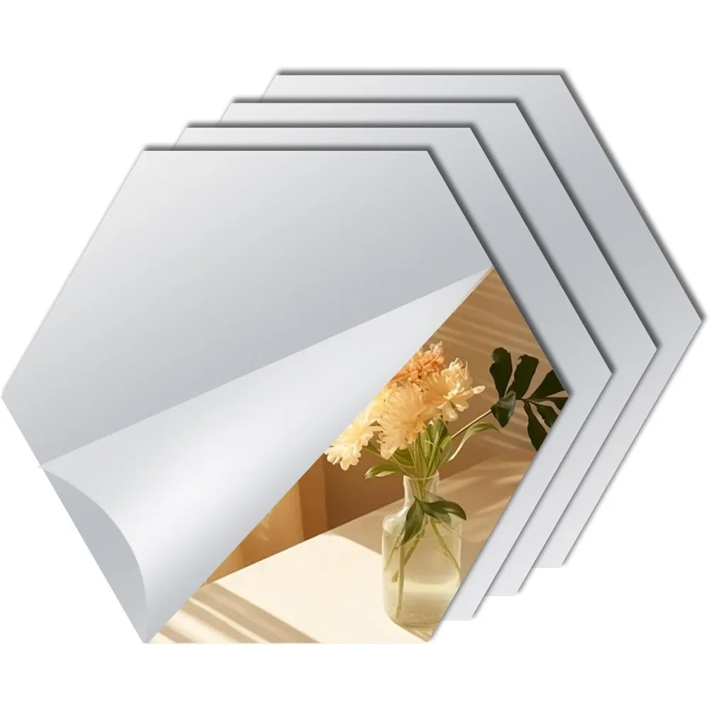 

Wall Mirror, 4 Packs 7.8''x7.8'', Self Adhesive Flexible Acrylic Wall, Small 2mm Unbreakable, Thick Stick on Wall Mirrors
