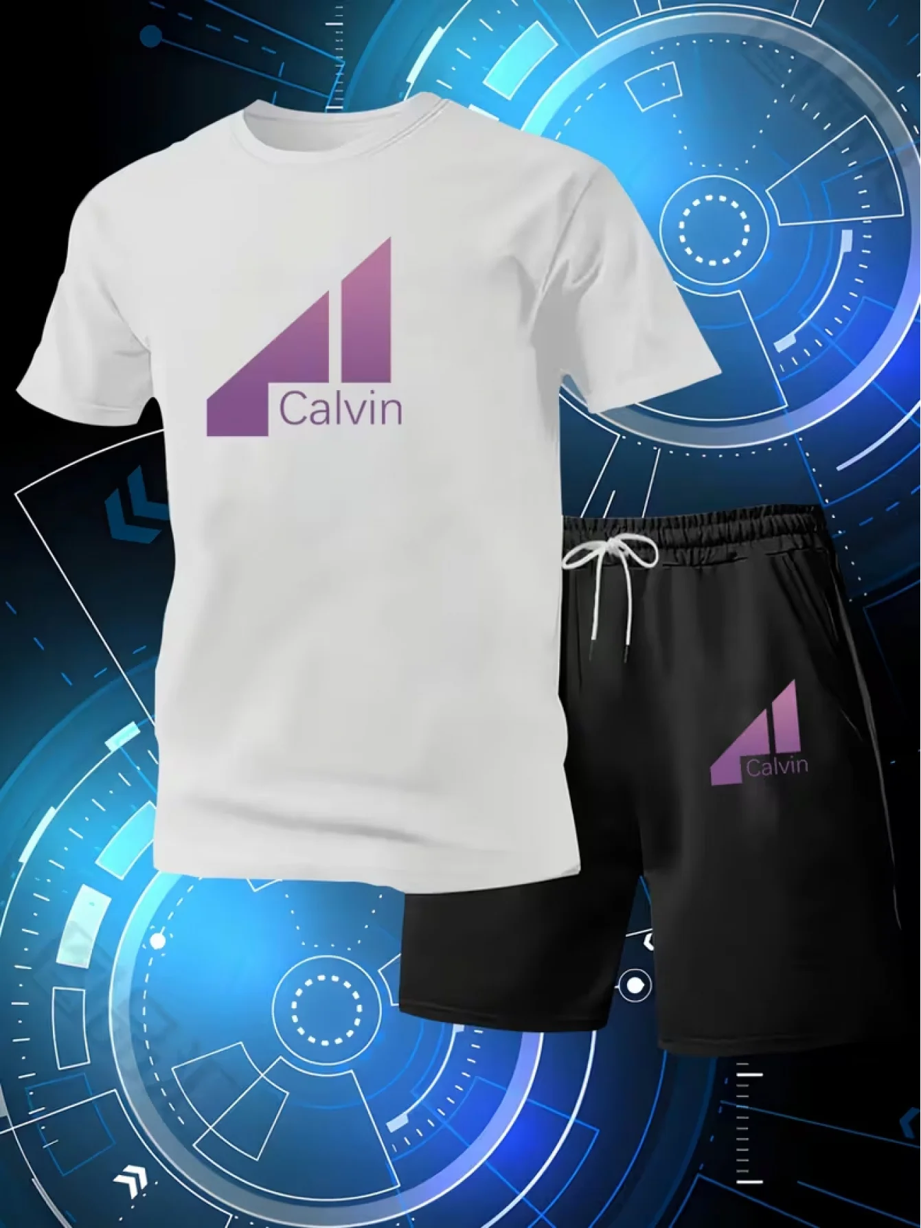 Polyester mesh quick-drying sweat-absorbing T-shirt sportswear set - comfortable and soft men's casual wear