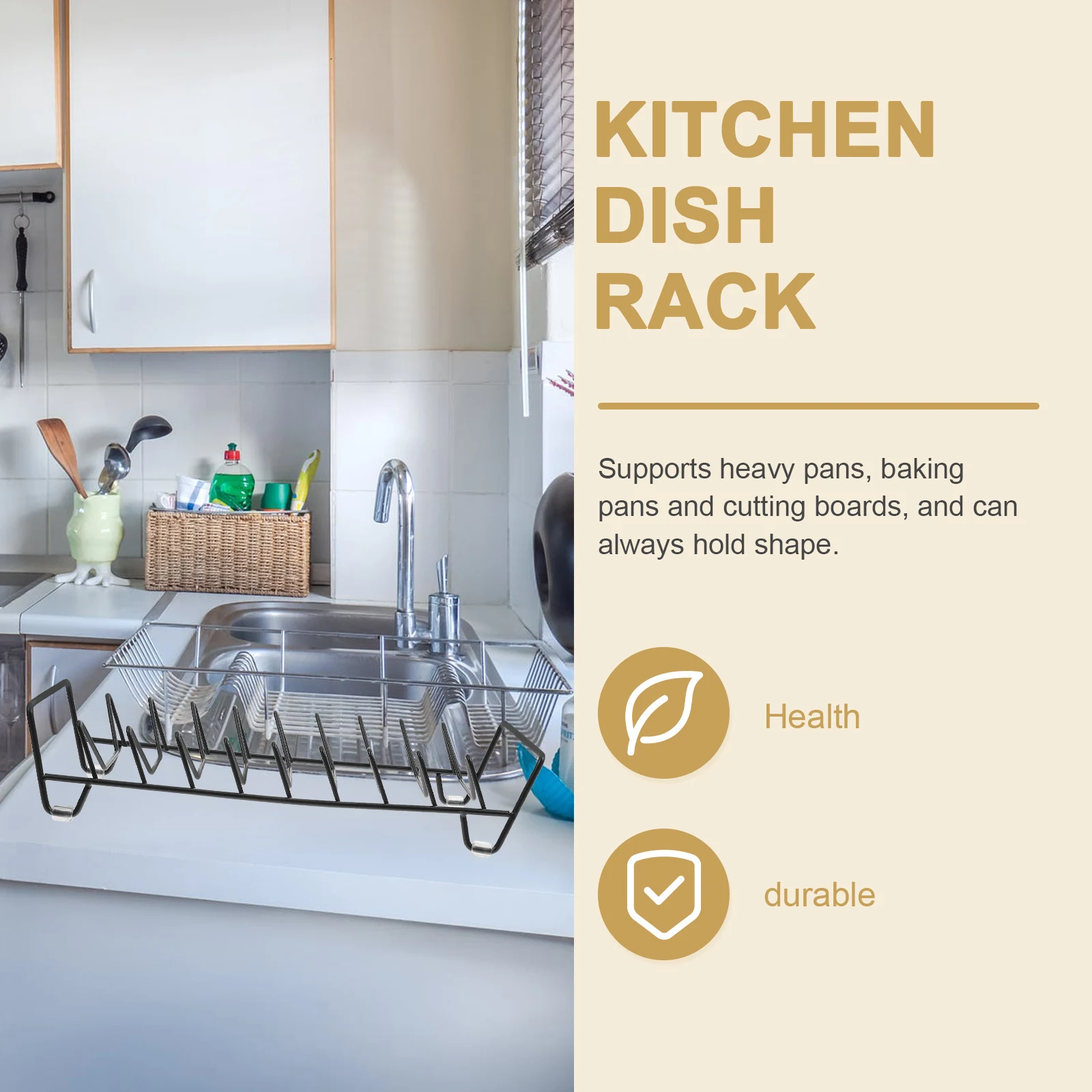 

Premium Dish Rack Drainer Black Multi-Function Plate Organizer Heavy Duty Carbon Steel Kitchen Storage Rack Household Pan Tray