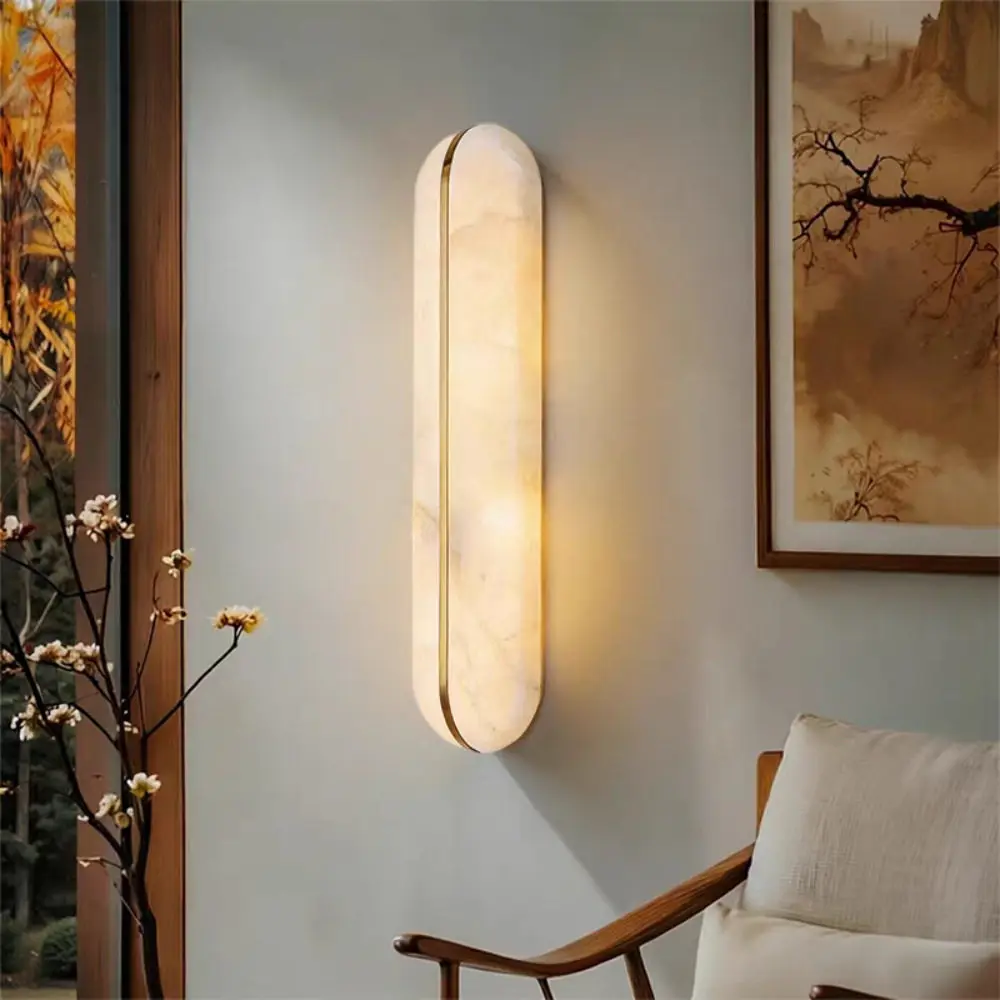 Modern Living Room Bedroom Bedside Wall Lamps Imitation Snowflake Marble Lampshade Hotel Porch Aisle Balcony Entrance Wall Light