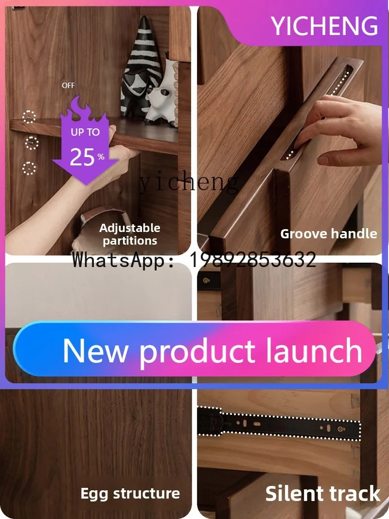 

furniture solid wood chest cabinet black walnut side cabinet retro living room wall storage drawer