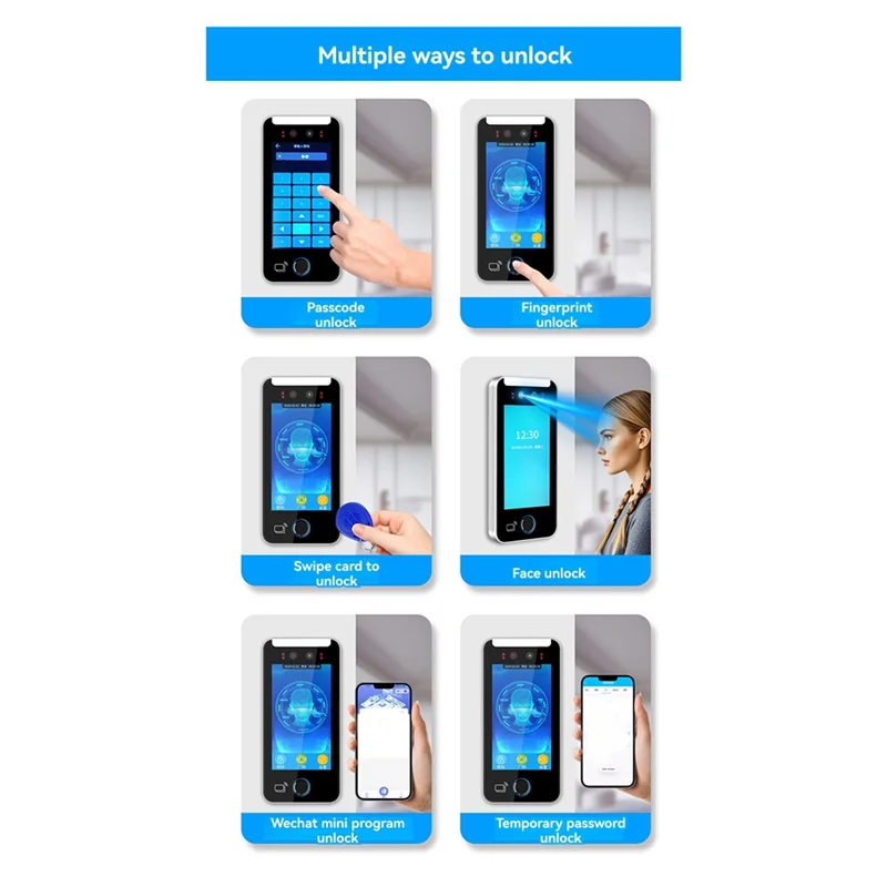 ABMF-Intelligent Biometric Fingerprint Time Attendance Machine 5000 Users 5In Touch Lcd 2MP Camera Time Attendance B