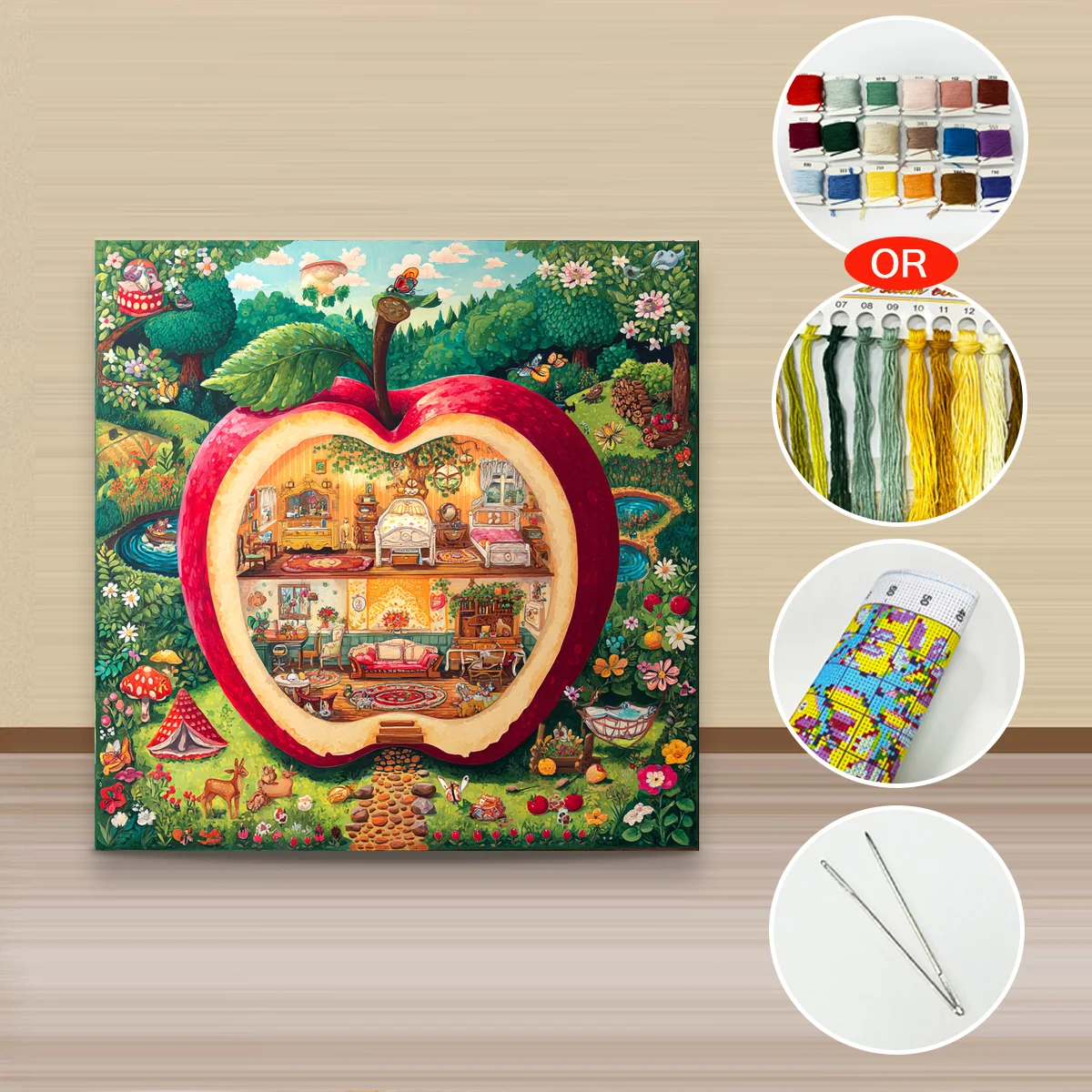 1 Stück 40x40 cm/15,74 Zoll, 11CT/14CT Kreuzstich-Set, DIY Valentinstagsgeschenk, Stickerei-Set für Festivals, Stadt – Detail 3