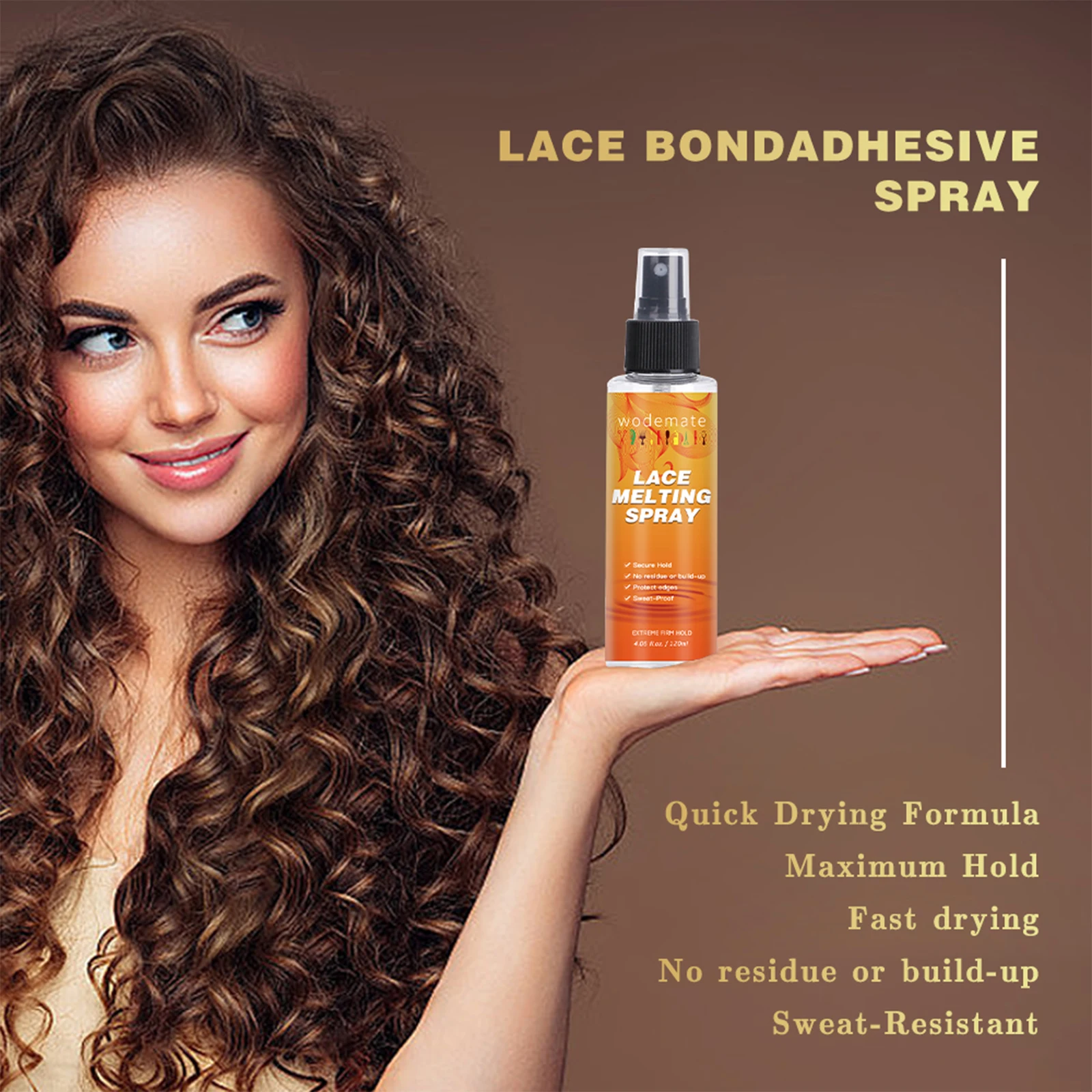 120ml Melting Spray For Lace Wig Fasr Drying Wig Glue Spray Strong Hold Lace Holding Spray Invisble Hair Bonding Glue Spray