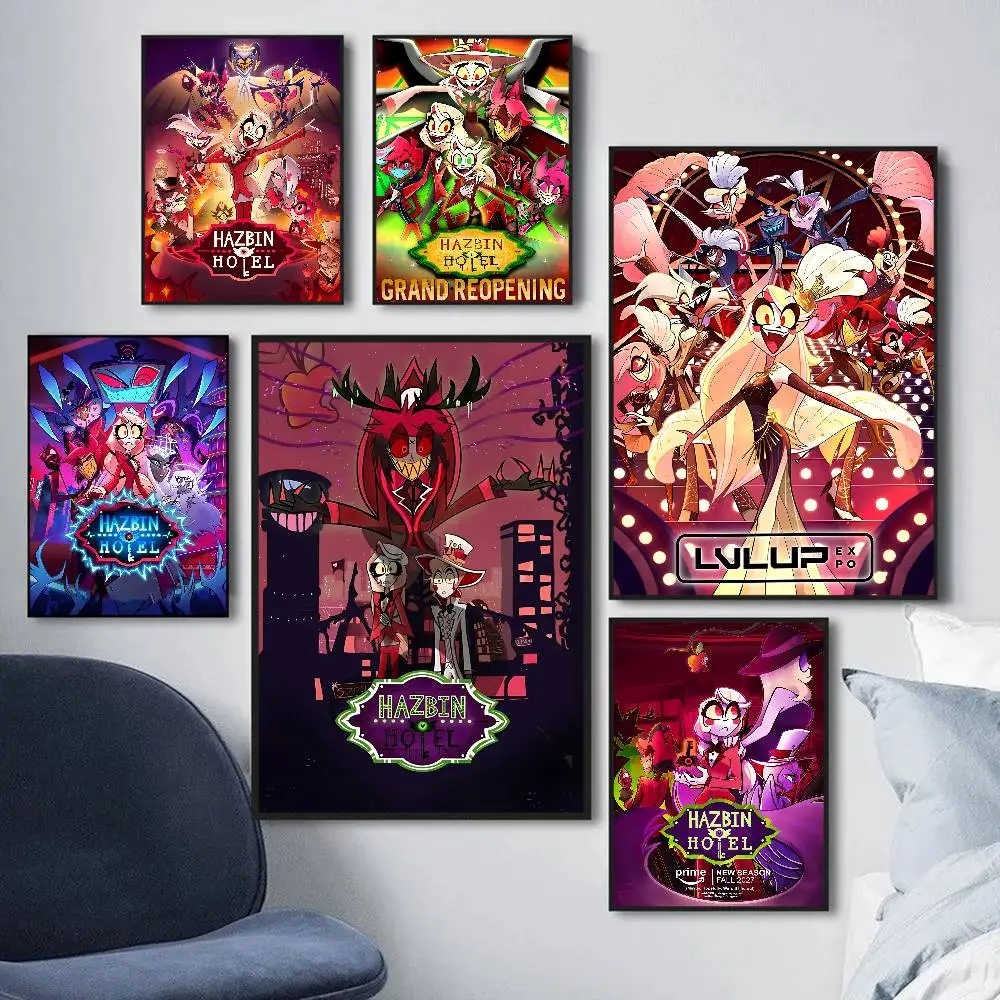 Anime H-HazbinS H-Hotel Classic Vintage Posters HD Quality Wall Art Retro Posters For Home Room Wall Decor