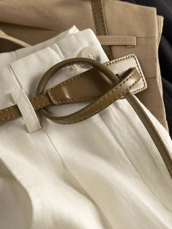 

Льняные брюки-палаццо с высокой талией и эффектом похудения, прямые, повседневные, струящиеся, в корейском стиле, для женщин, для офиса и повседневной носки