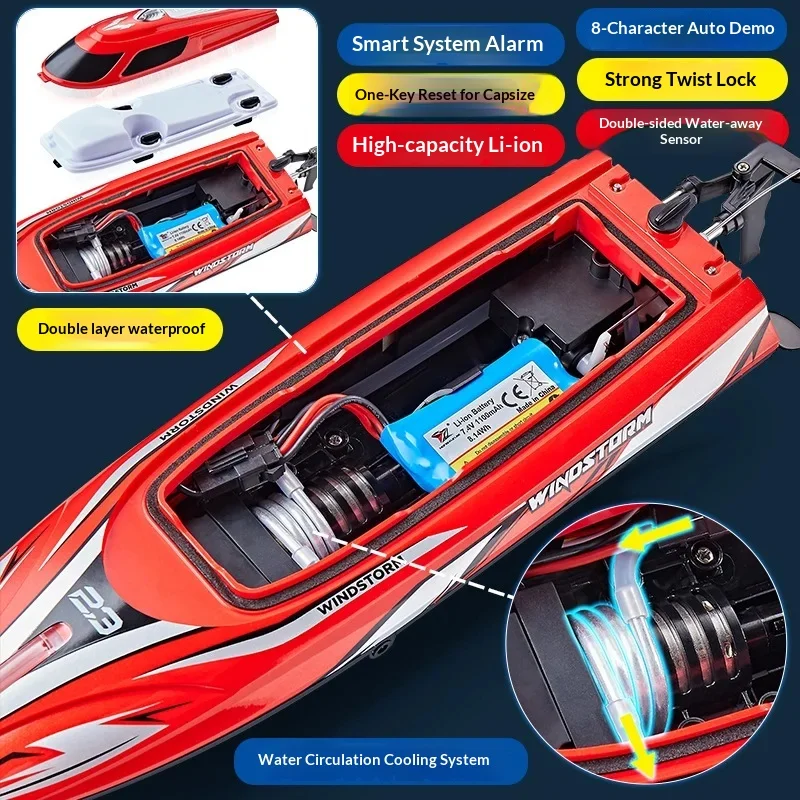 Hj823 Rc قارب 2.4 جرام 25 km/ساعة عالية السرعة التحكم عن بعد سباق السفينة الكهربائية المياه قارب سريع بطارية منخفضة إنذار Rc قارب لعبة هدية #4