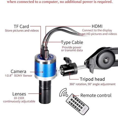 1080P 4K Digital Microscope Bracket Upgrade HD Industrial Microscope Digital Camera PCB Welding Mobile Phone Repair Microscope