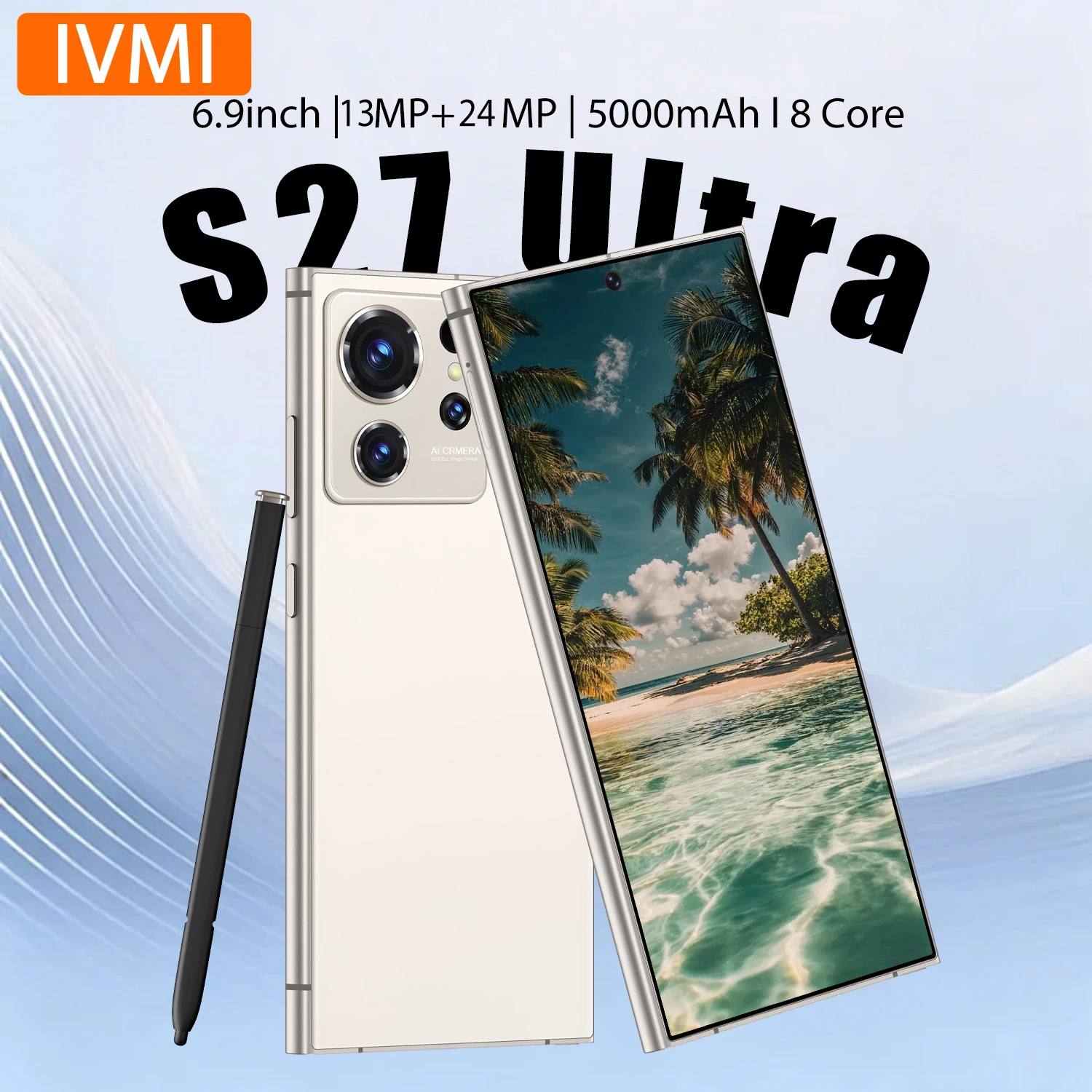 IVMI Global S27 Ultra Smartphone 6+128GB 13+24MP 6.9inch Android 12 5000mAh For Google Play Store GPS 4G Unlocked Mobile Phones