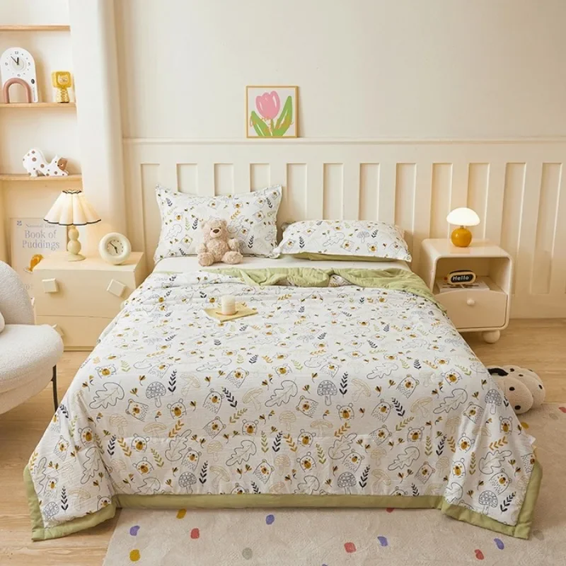 لحاف صيفي أساسي 2025 مضاد للبكتيريا بطبقة مزدوجة من ألياف فول الصويا شيا ليانغ لحاف مكيف الهواء طقم مكون من أربع قطع #3