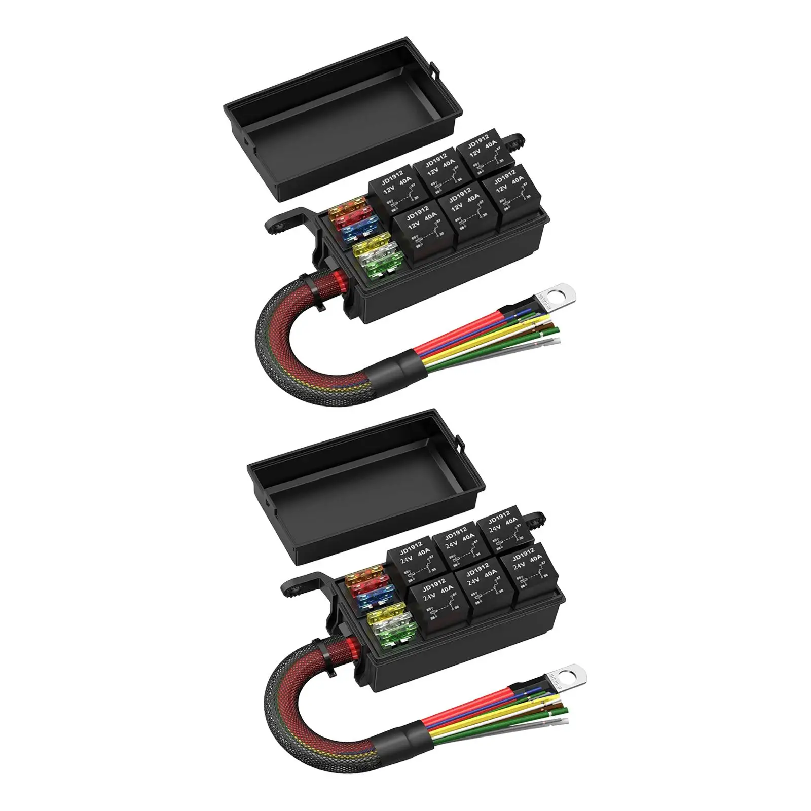 Universal Automotive Relay Block 6 Way ATC ATO Fuse Holder Waterproof for Car Boat Trailer