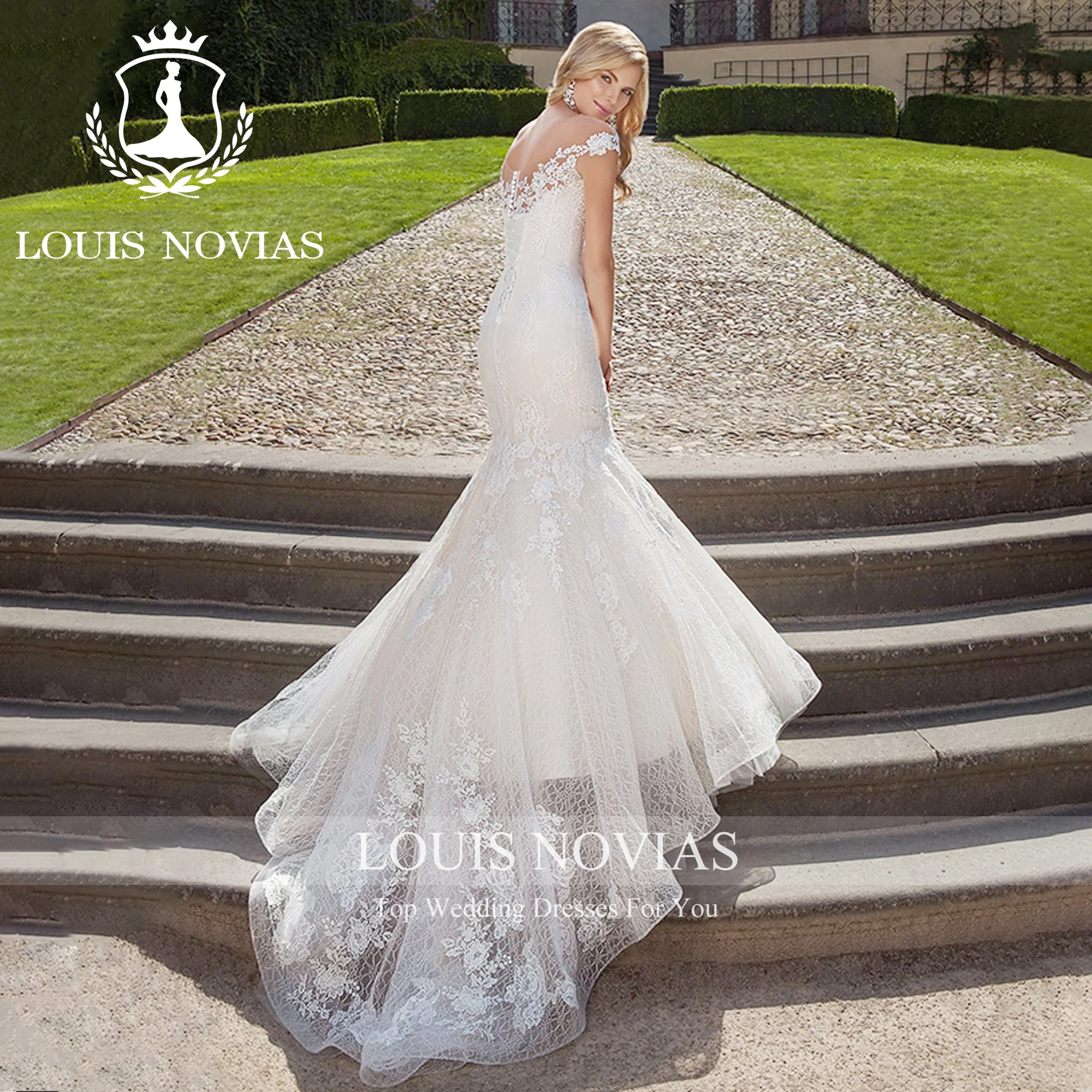 LOUIS NOVIAS New Arrival Bride  Brush Train Luxury New Arrives Wedding Dress Vestidos De Novia