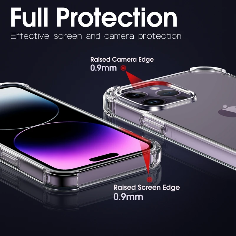 Funda de teléfono transparente a prueba de golpes para iPhone, carcasa trasera de silicona transparente de lujo para iPhone 11, 12, 13, 14, 15 Pro