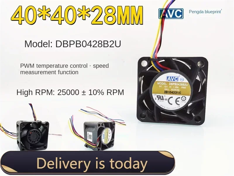 New original AVC DBPB0428B2U double ball 4028 12V 1.8A temperature controlled PWM high rotation 4CM fan