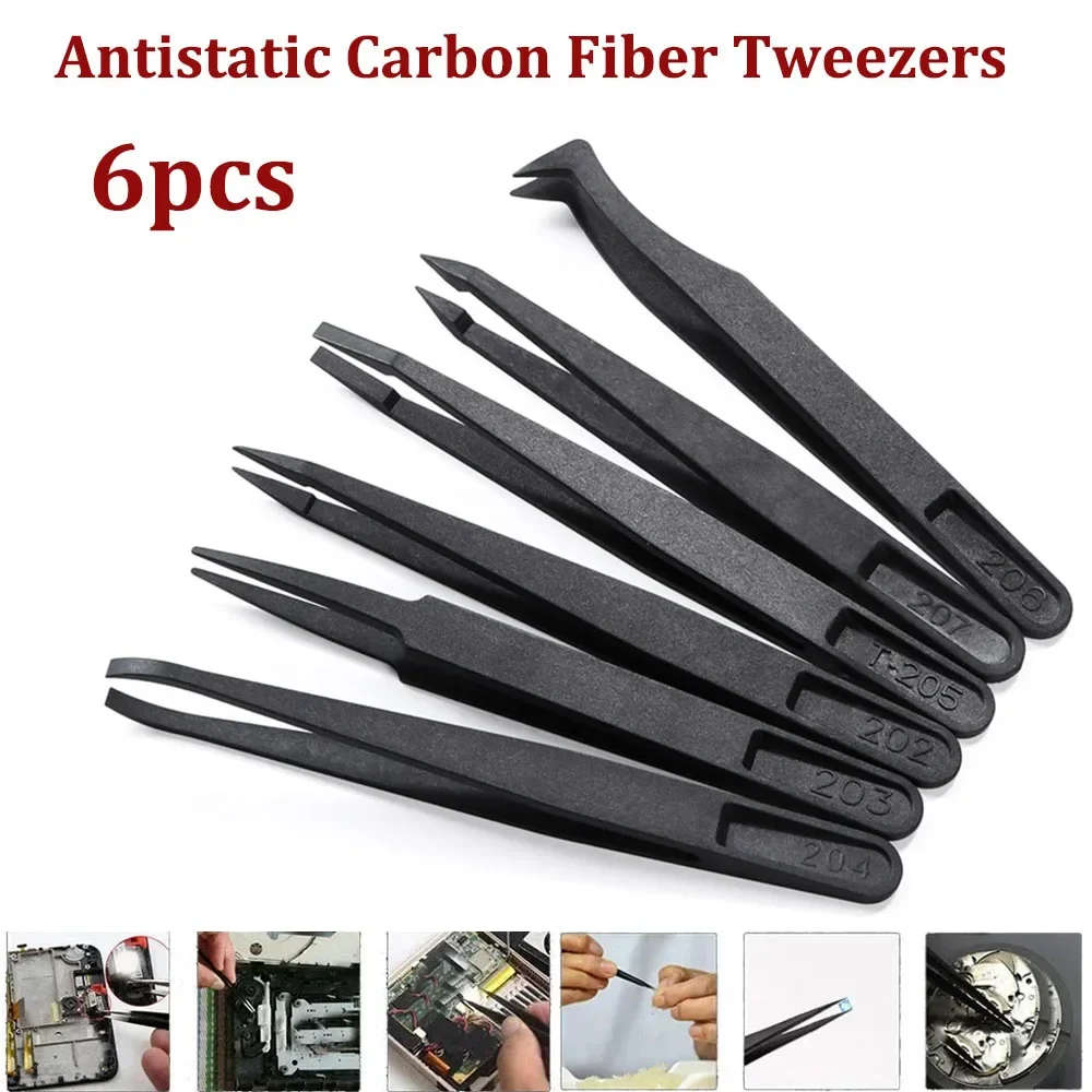 Watch Accessories Carbon Fiber Tweezers Watch Repair Tools Black Anti-static Plastic Tweezer Watch Trimmer Tools for Watchmaker